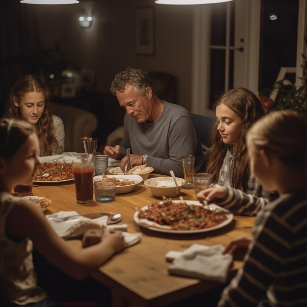 Family Dining Together at Cozy Restaurant